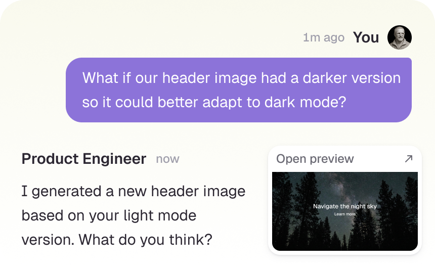 Thread conversation showing AI-powered work in one visible team space